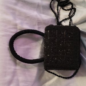 Black Beaded Cocktail Purse